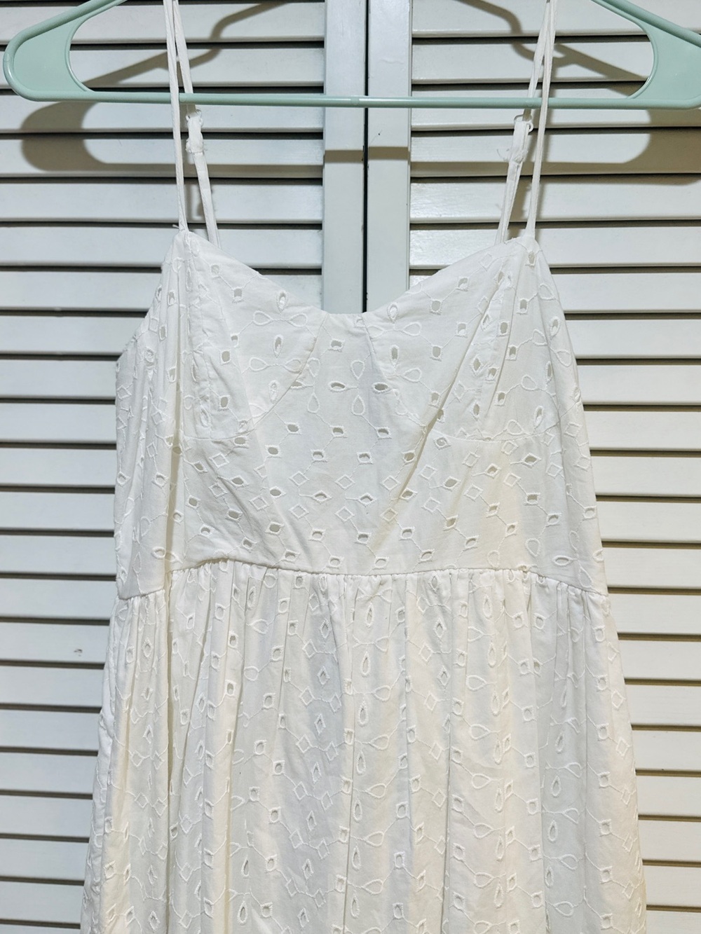 White Eyelet Cottagecore Midi Dress Adjustable Strap Sundress - Picture 7 of 10